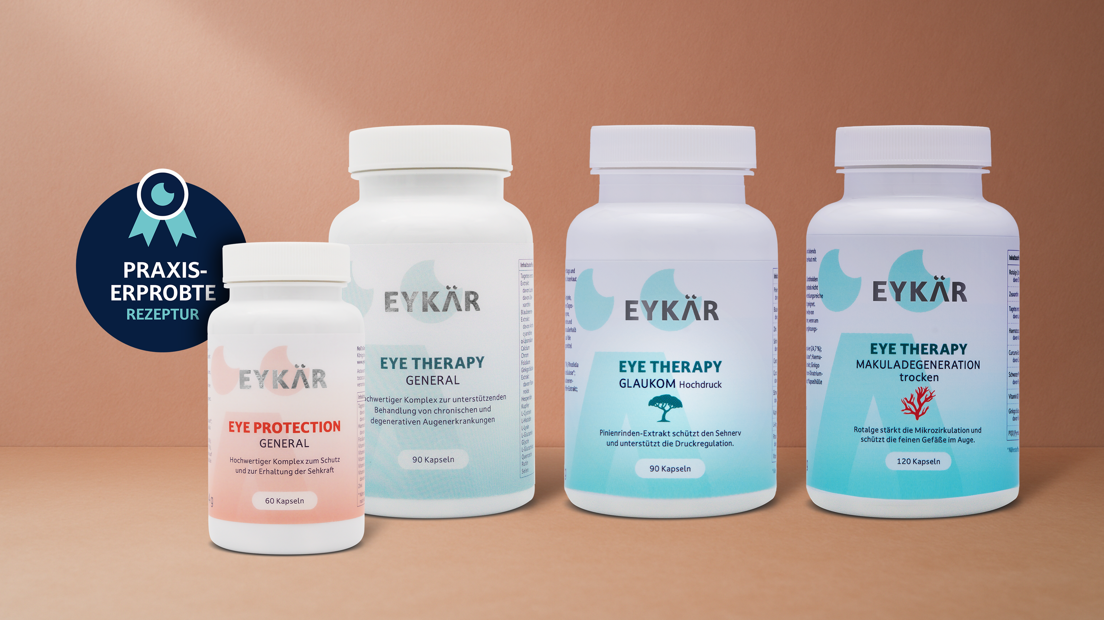 Sechs EYKÄR-Produkte. Ein Ziel: Ihre Augengesundheit.